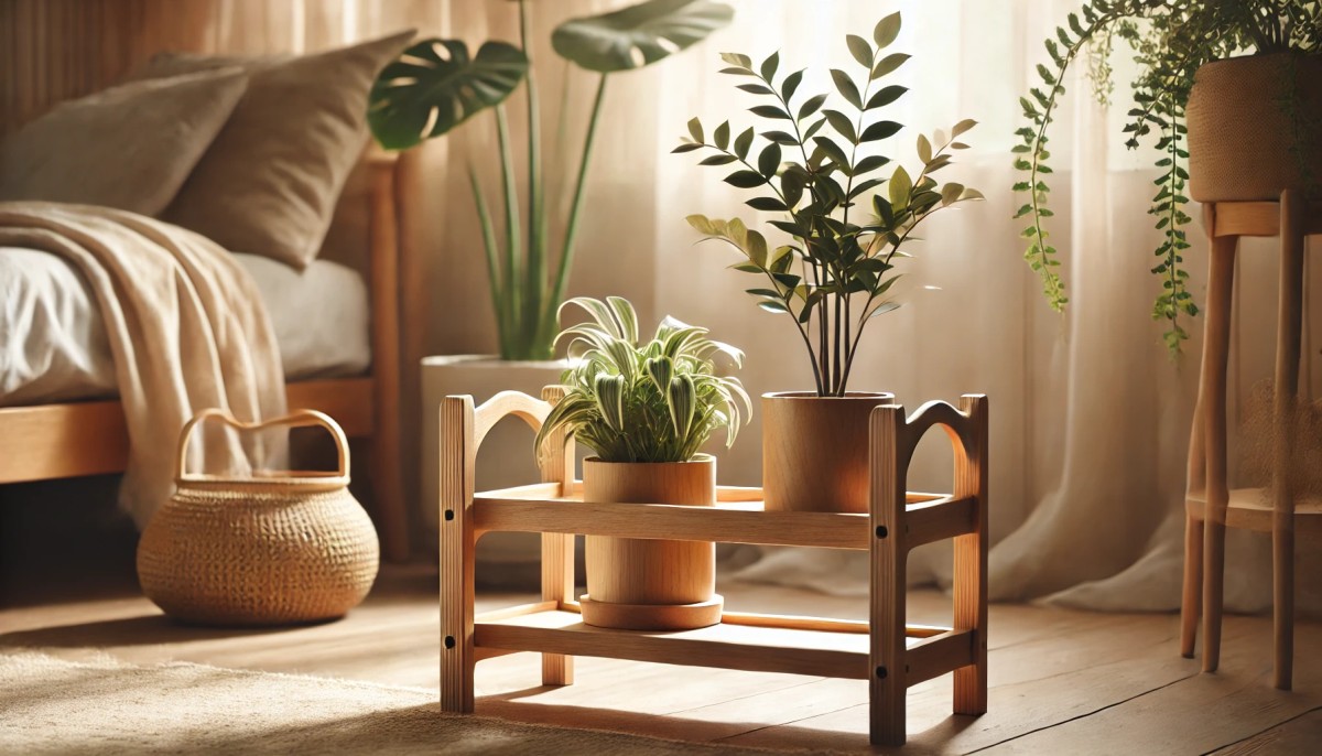 Drewniany stojak na rośliny DIY