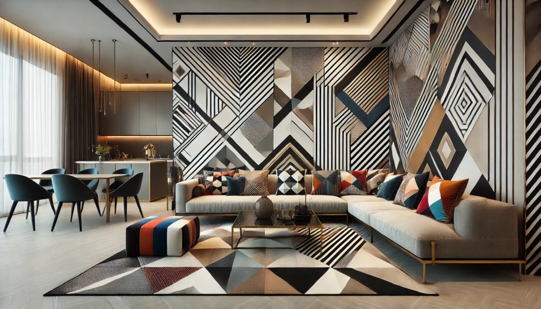 Geometryczne wzory w dodatkach do wnętrz