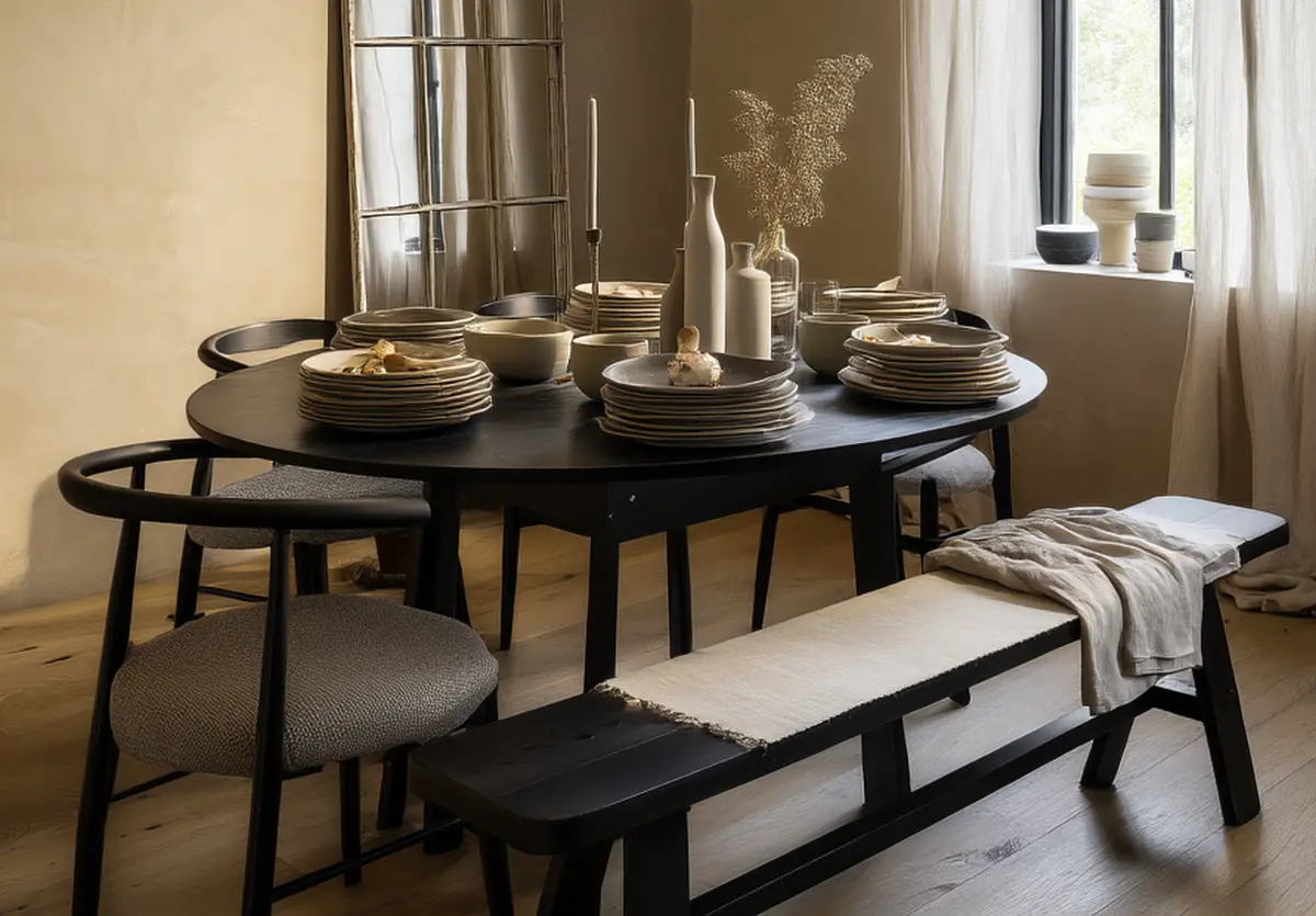 Owalny stół z orzecha włoskiego