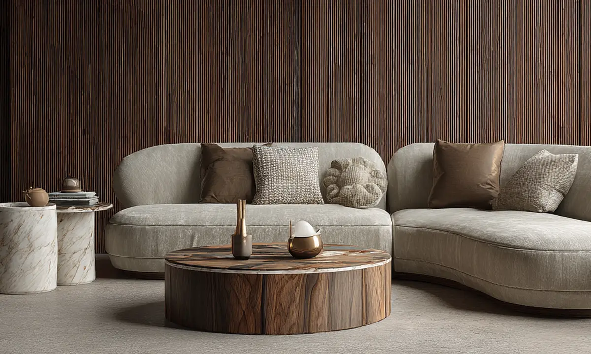 Aksamitna sofa w salonie