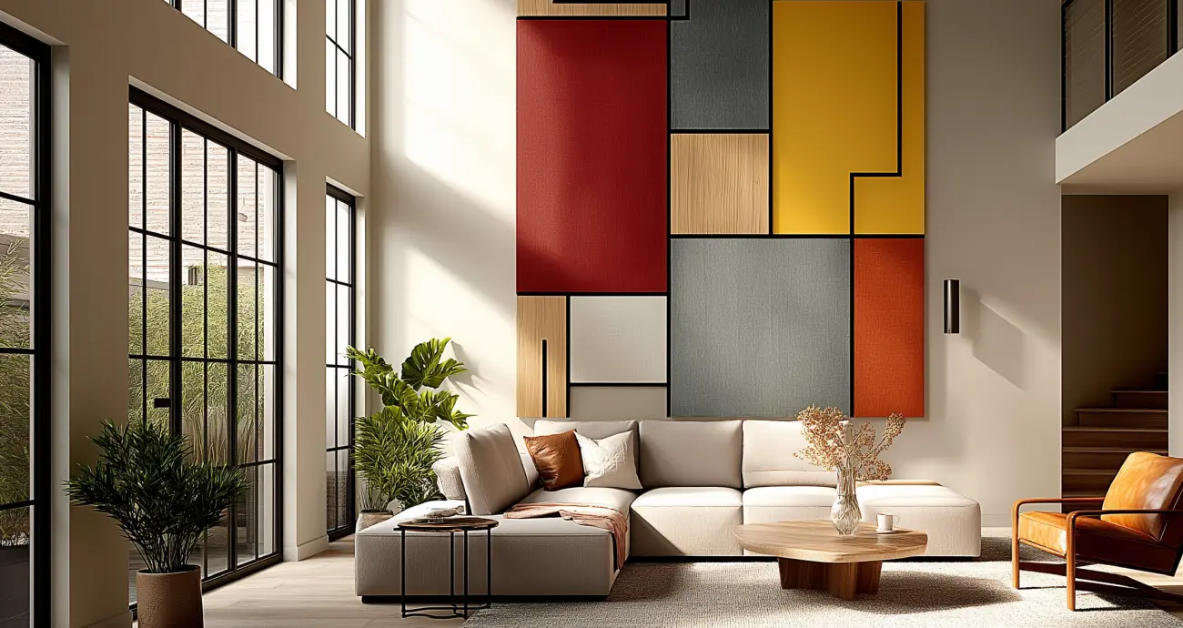 Trójwymiarowa ściana w salonie