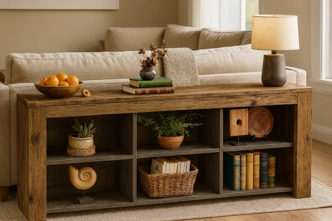 Konsola za sofą, czyli elegancki sposób na podział i funkcjonalność przestrzeni