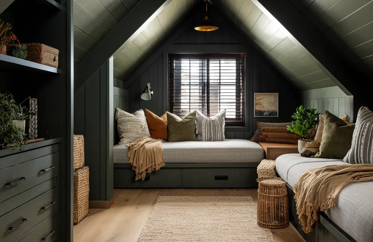 Jak urządzić sypialnię na poddaszu_Wykorzystaj skosy z pomysłem