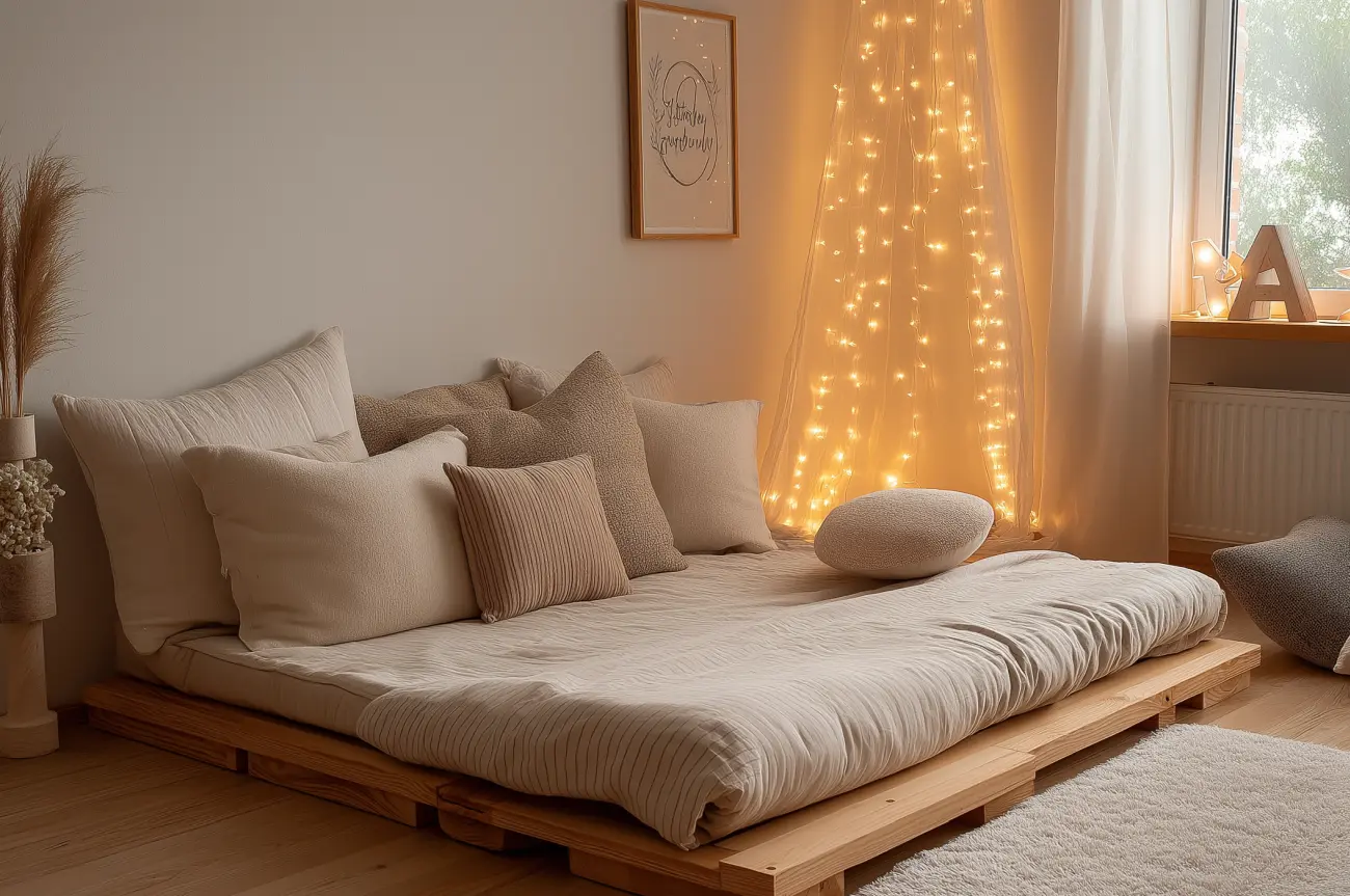 Niska rama łóżka to prosty sposób na optyczne powiększenie małej sypialni