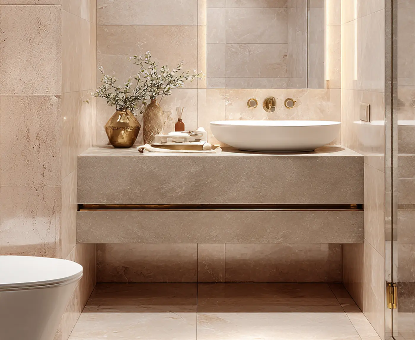 Duże płytki w łazience to mniej fug i więcej przestrzeni