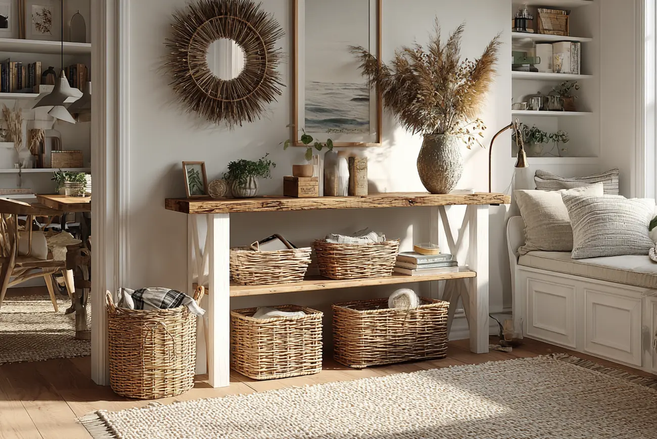 Kosze, które ratują salon. Prosty trik na porządek bez wyrzeczeń