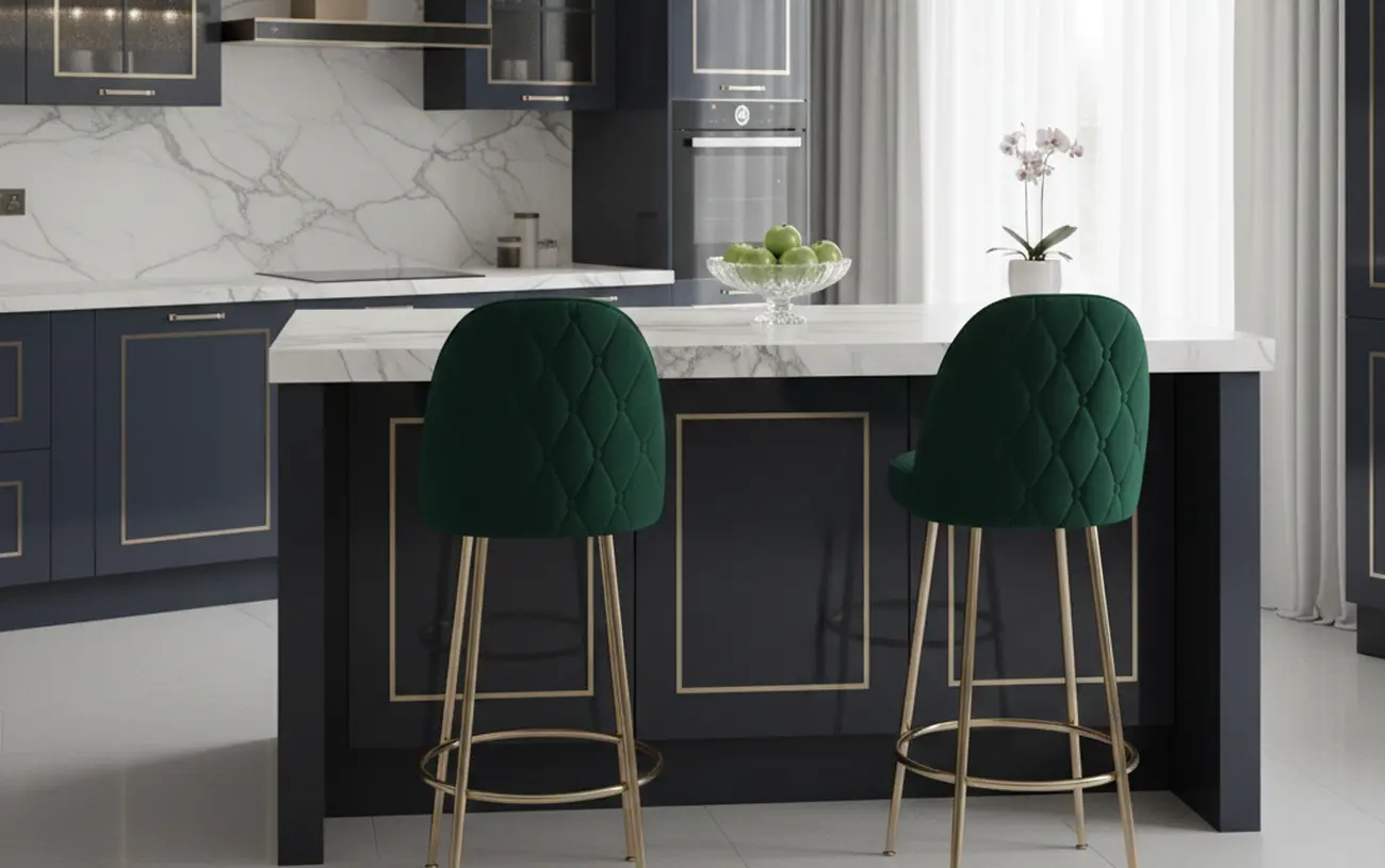 Hokery do wyspy kuchennej 2026 – skandynawskie, loftowe czy glamour