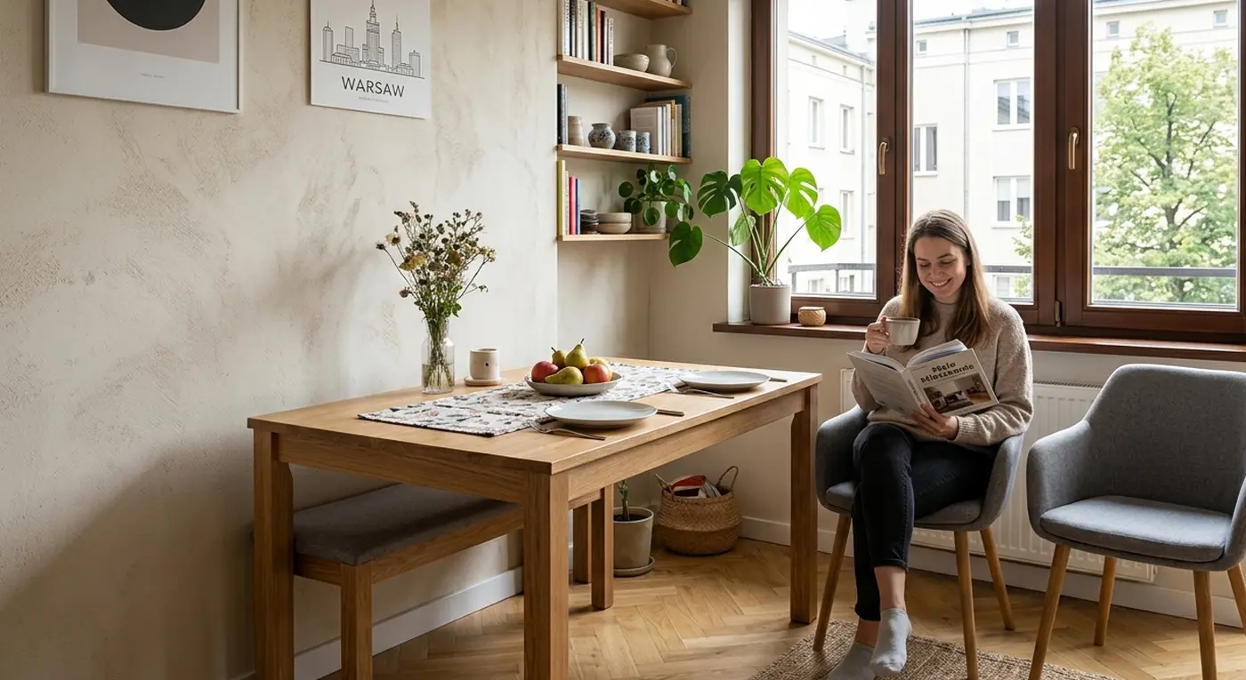 Jak urządzić jadalnię w kawalerce - 5 trików projektantów, które naprawdę działają