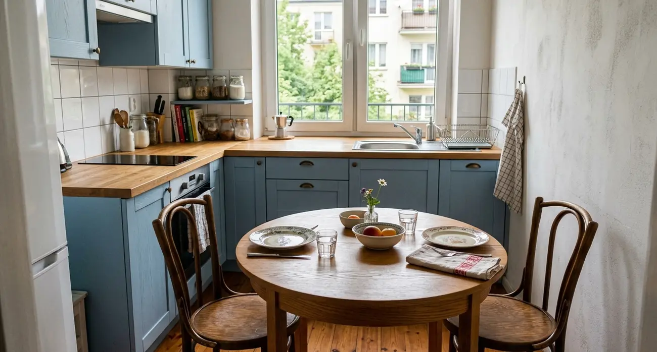 Okrągły stół w małej kuchni – dlaczego projektanci coraz częściej go polecają