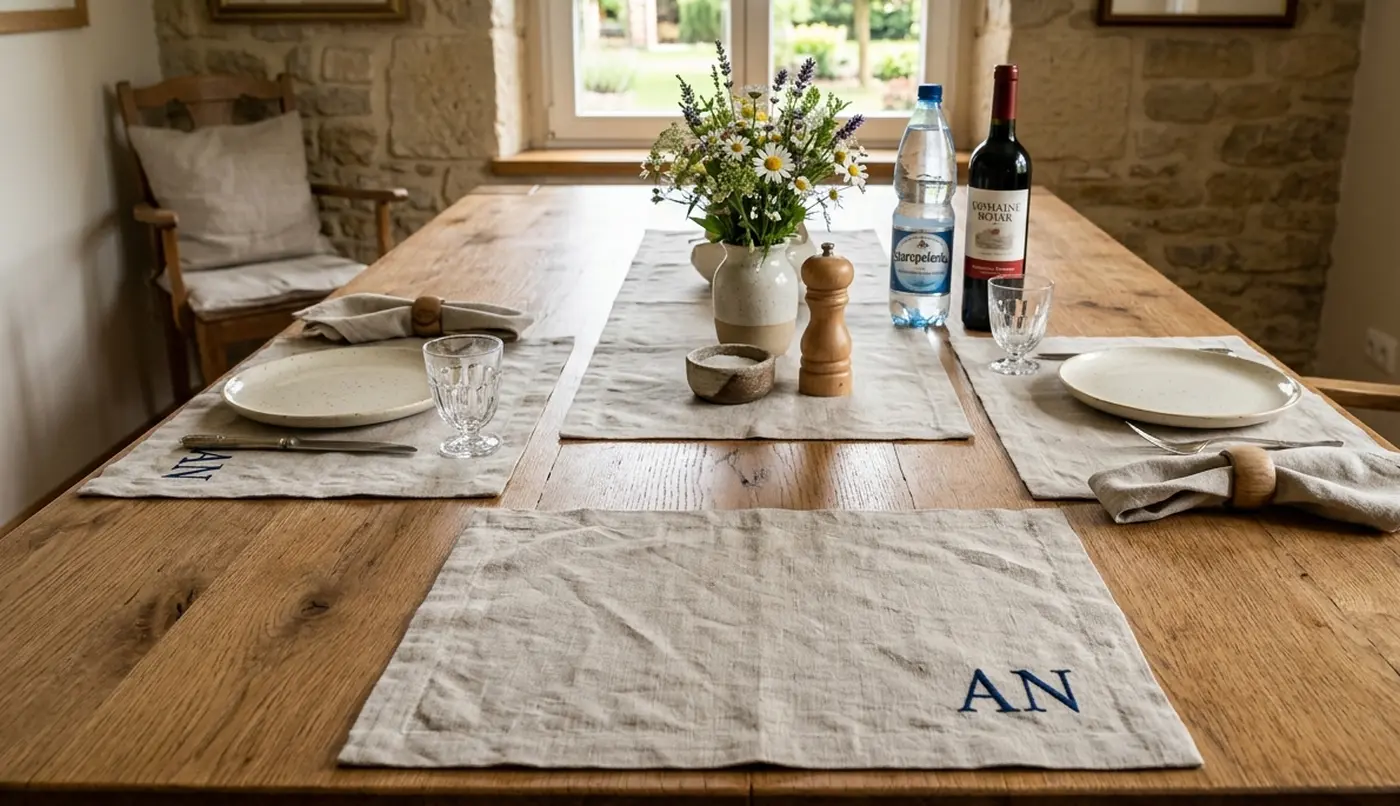 Quiet luxury na stole_dlaczego lniane podkładki z monogramem wracają do łask