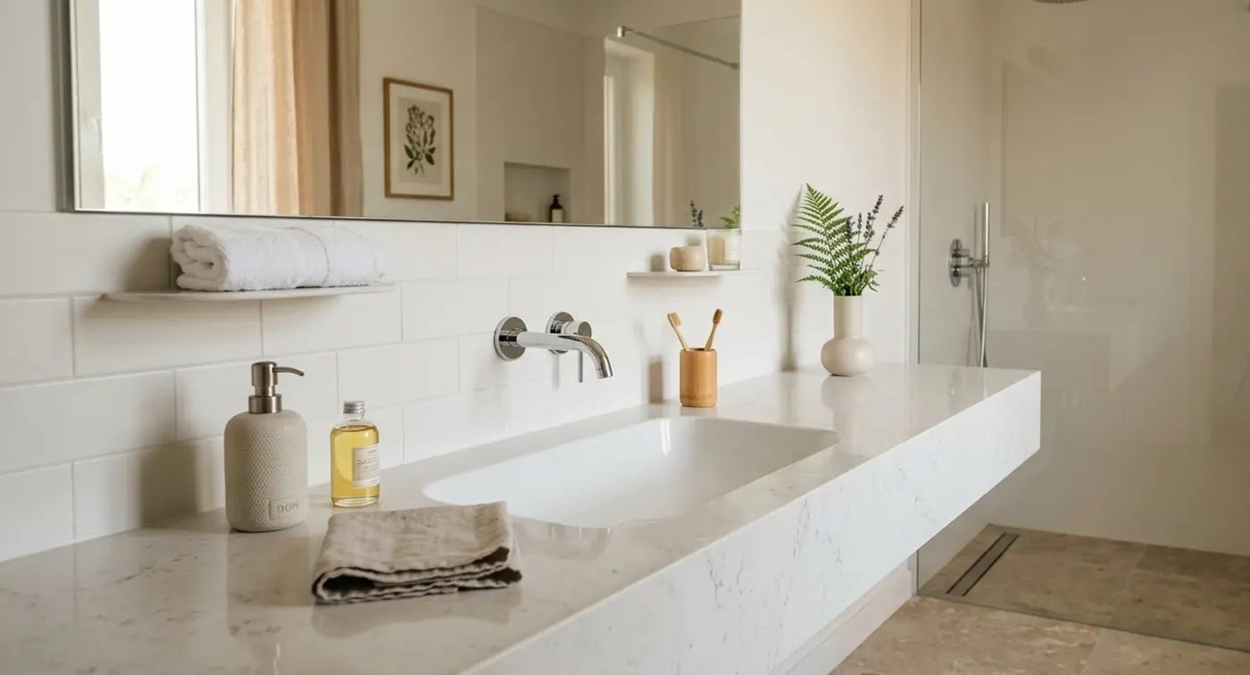 Umywalka zintegrowana z blatem, czyli o rozwiązaniu, które podbija łazienki w 2026 roku